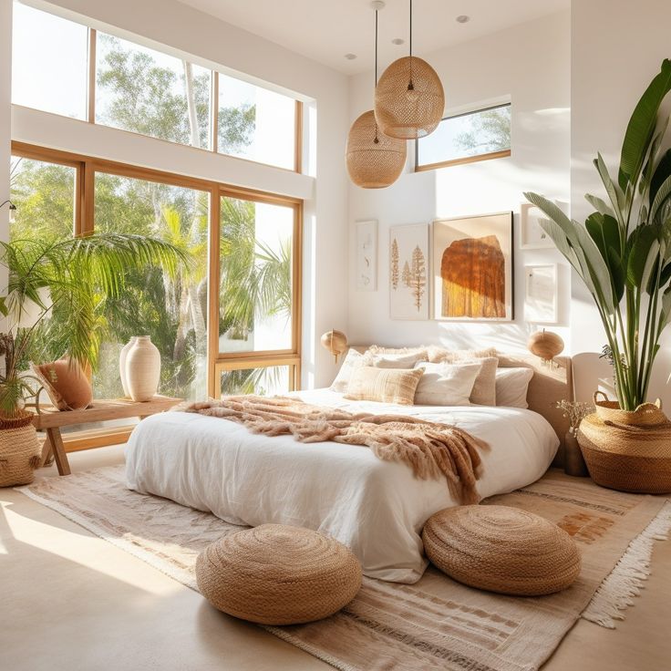 Alluring Neutral Tropical Bedroom