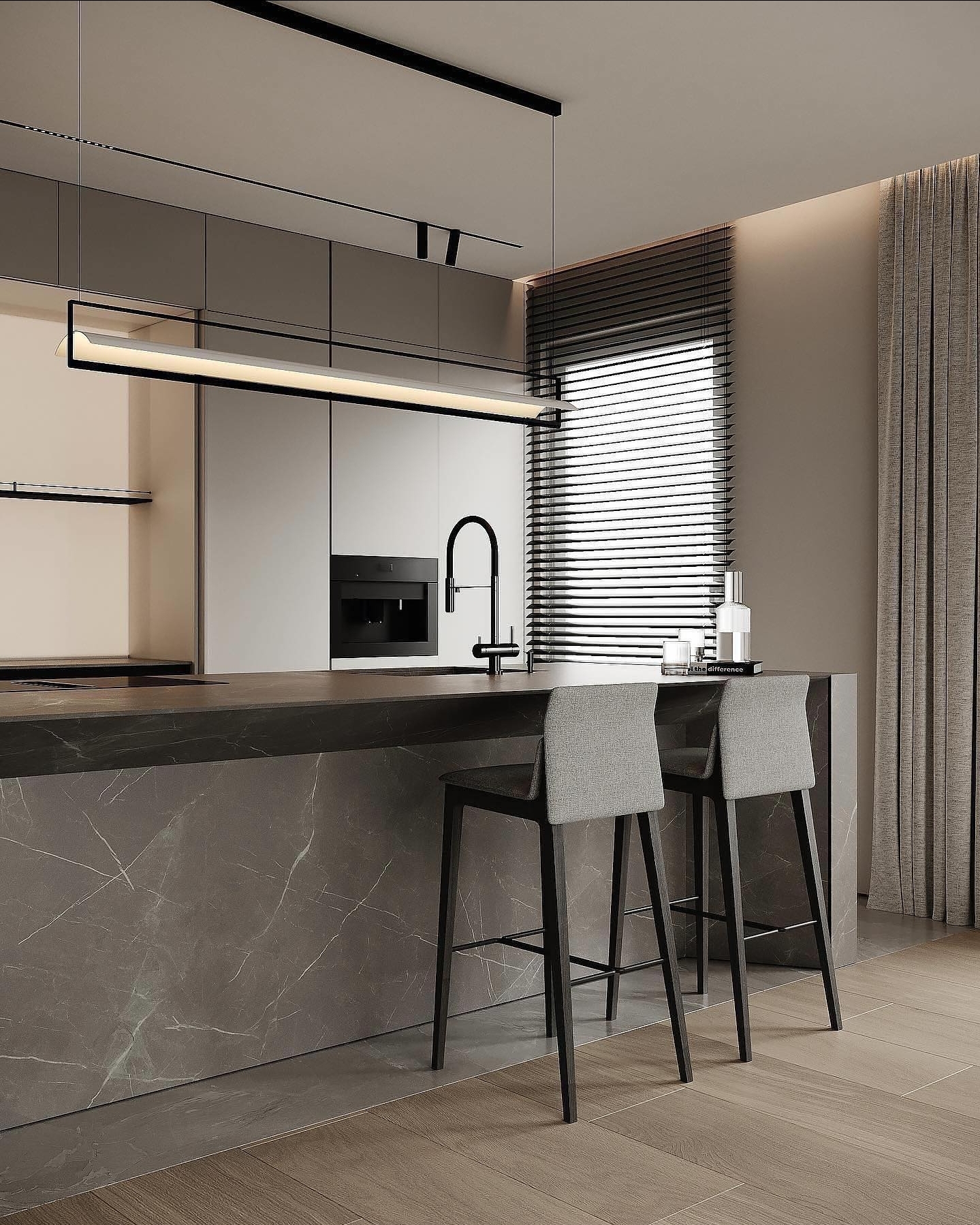 Greyed minimalist kitchen design