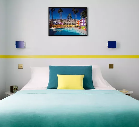 colored minimalist bedroom