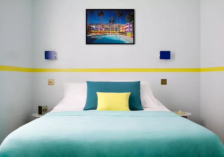 colored minimalist bedroom