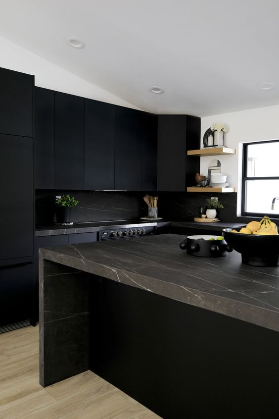 dark themed design kitchen