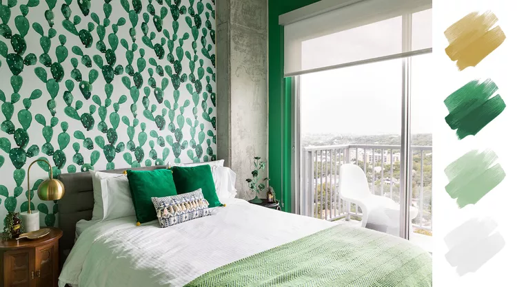 White, emerald and mint color scheme