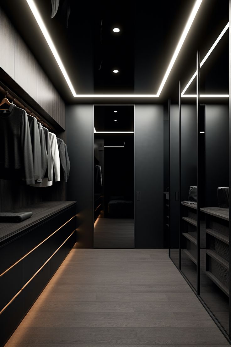 blacked walk in closet design