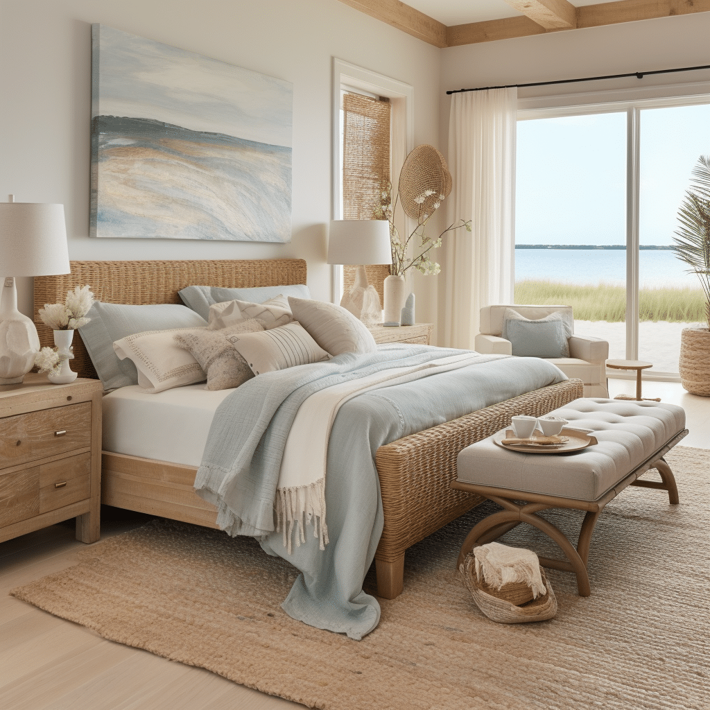 cozy neutral coastal bedroom