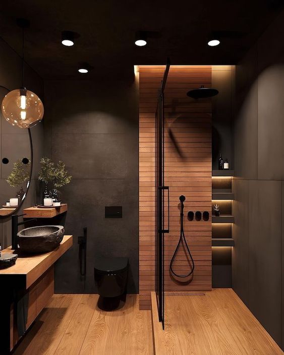 dark small luxury bathroom