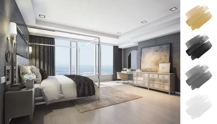 gold and charcoal color scheme