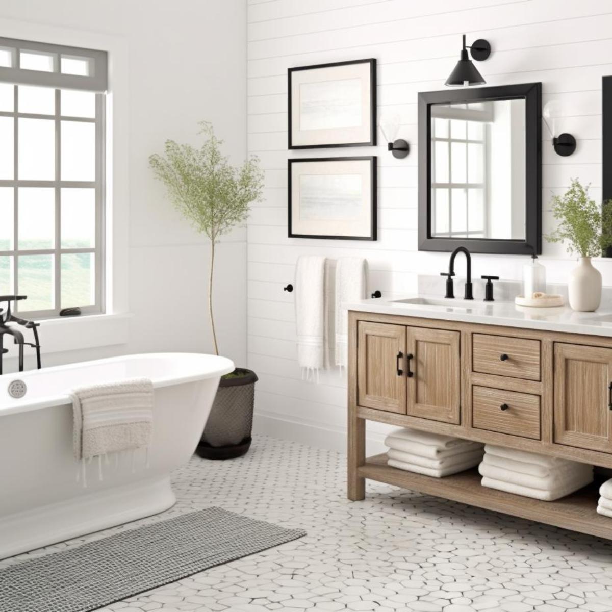 luxurious farmhouse bathroom