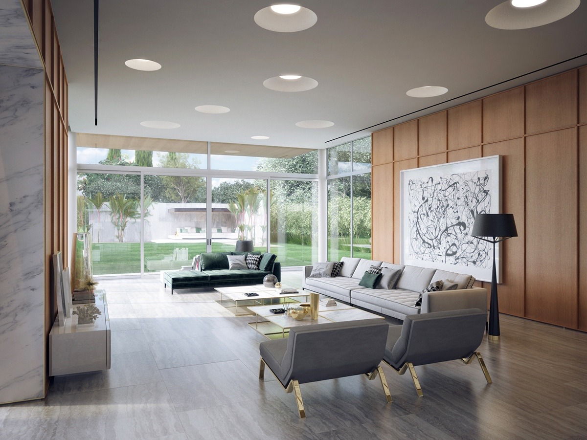 modern mid-century living room style