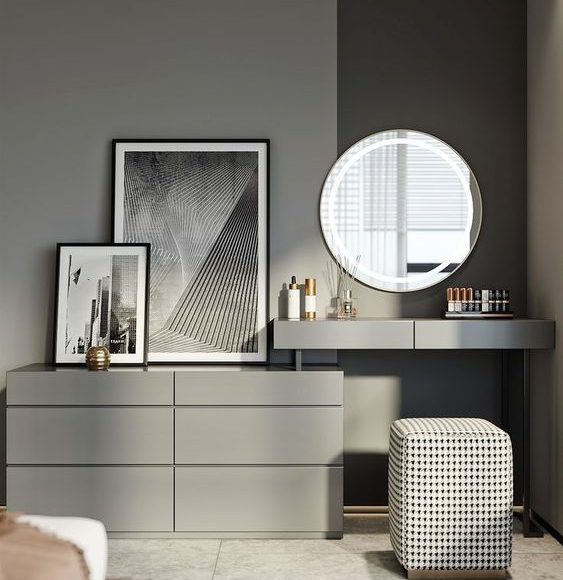 neutral dressing table design