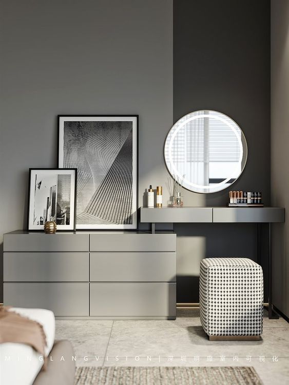 neutral dressing table design