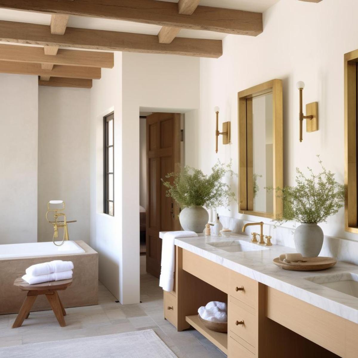 wooden luxury farmhouse bathroom