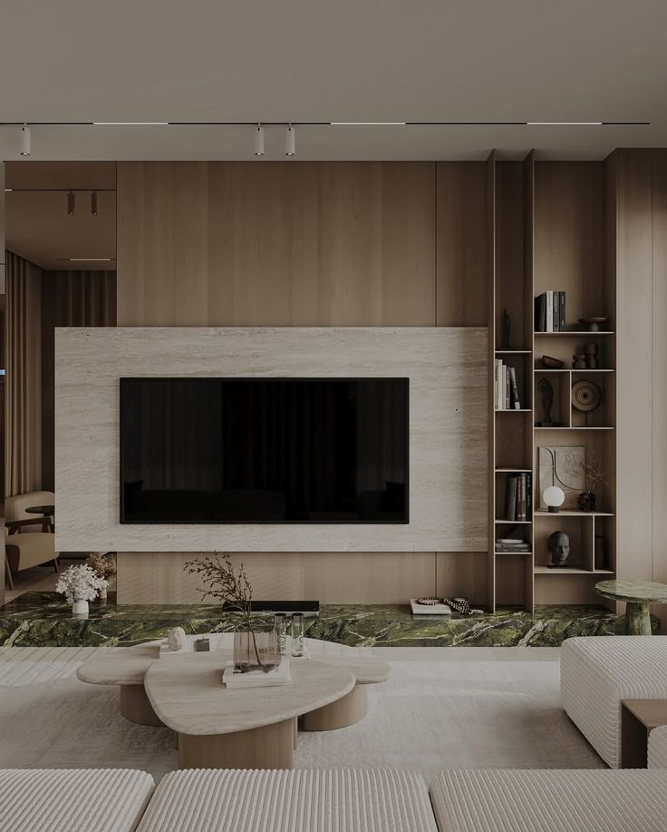beige tv console design