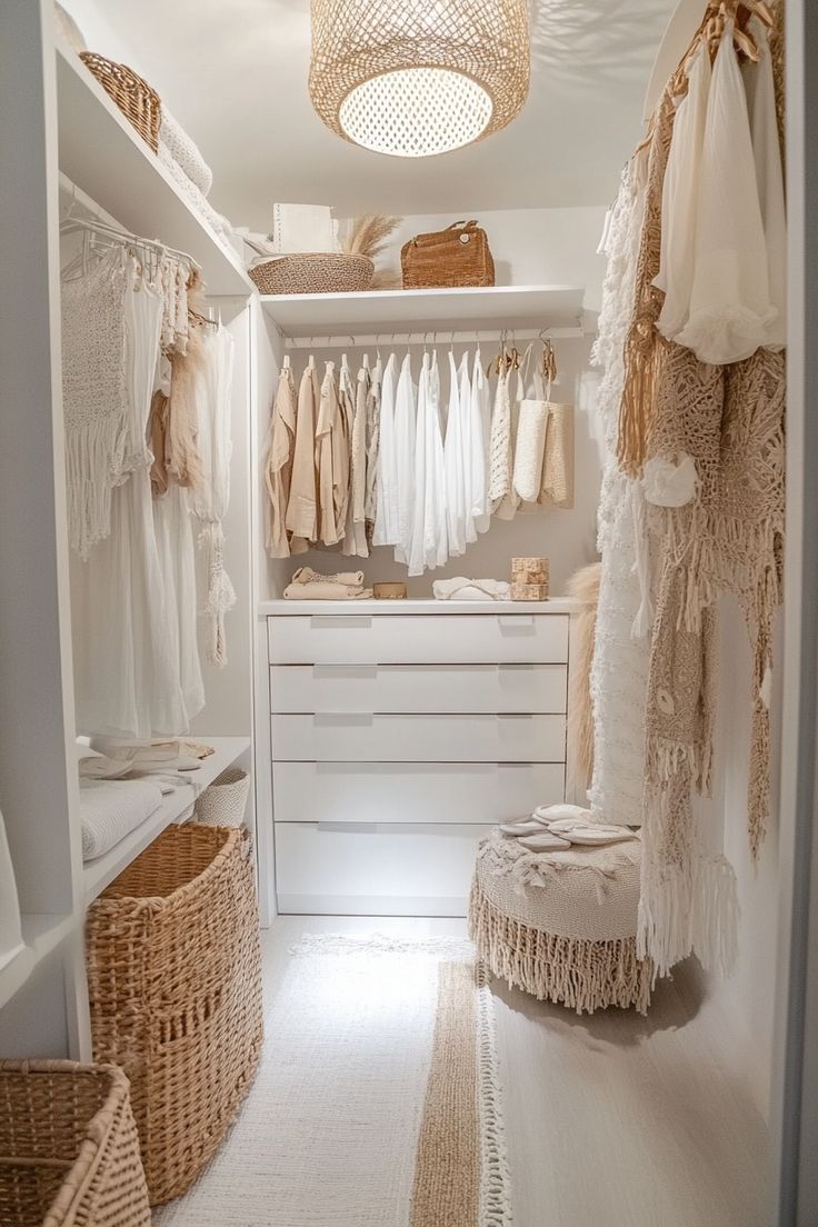 boho walk-in closet design
