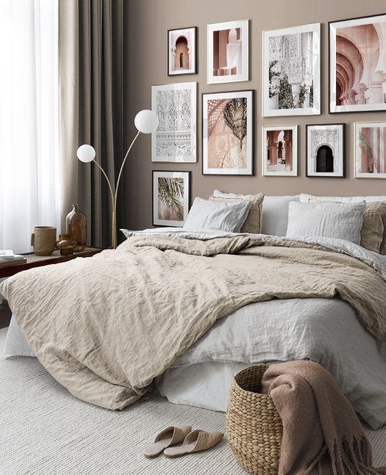 comfy bedroom wall collage