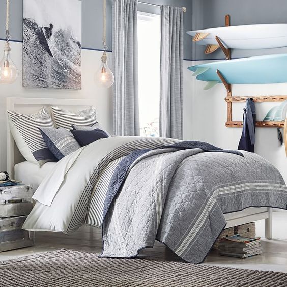 comfy coastal dorm room