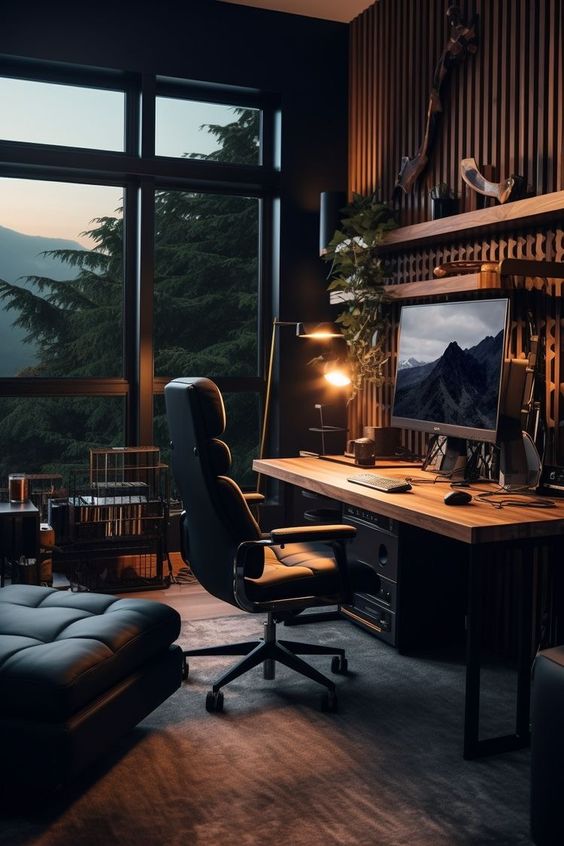 dark cozy home office
