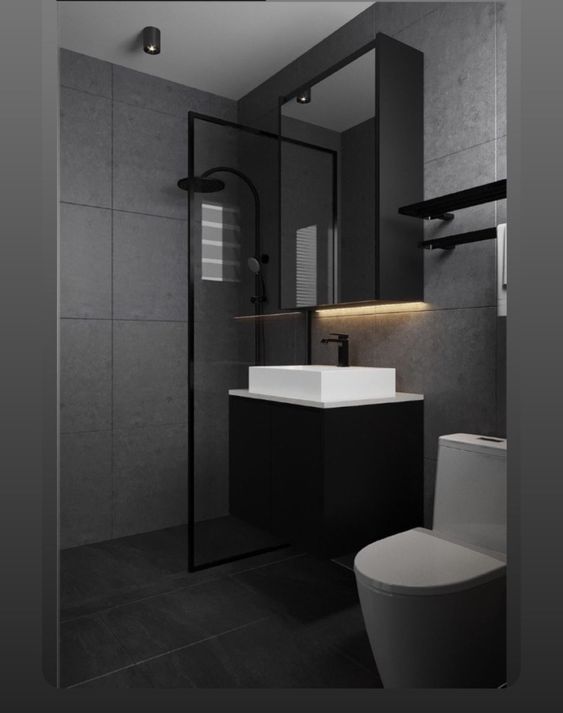 dark grey bathroom