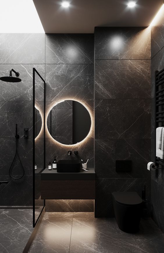 exotic dark bathroom decor