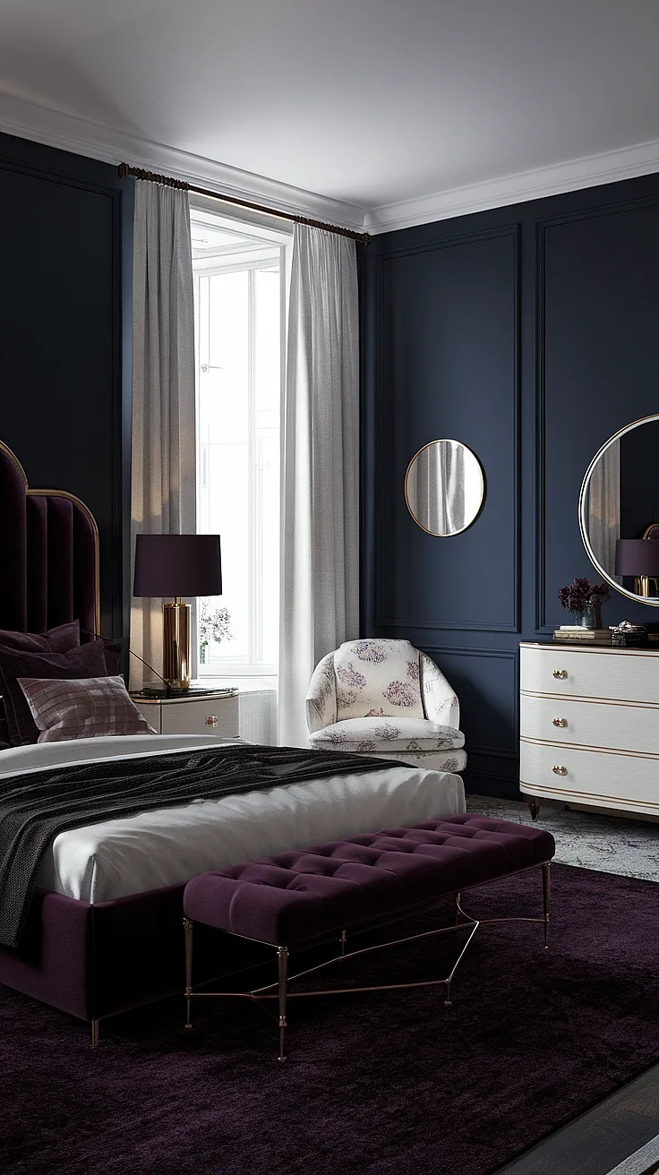 expensive dark feminine bedroom