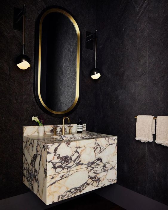 luxury powder room decor idea
