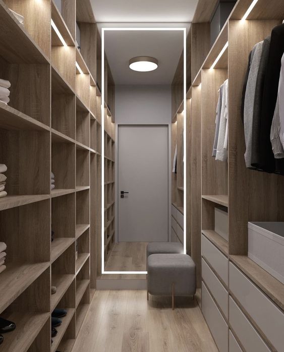 master narrow walk in closet ideas