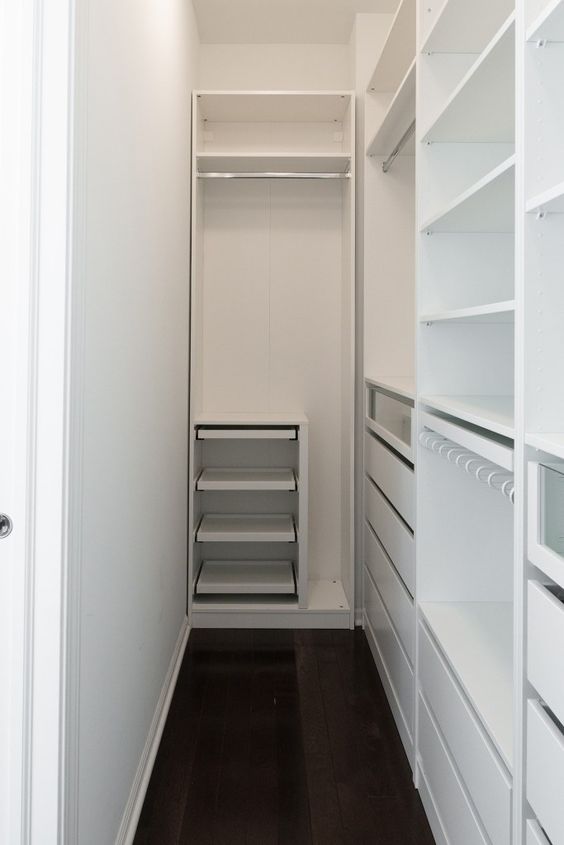 narrow walk in closet ideas