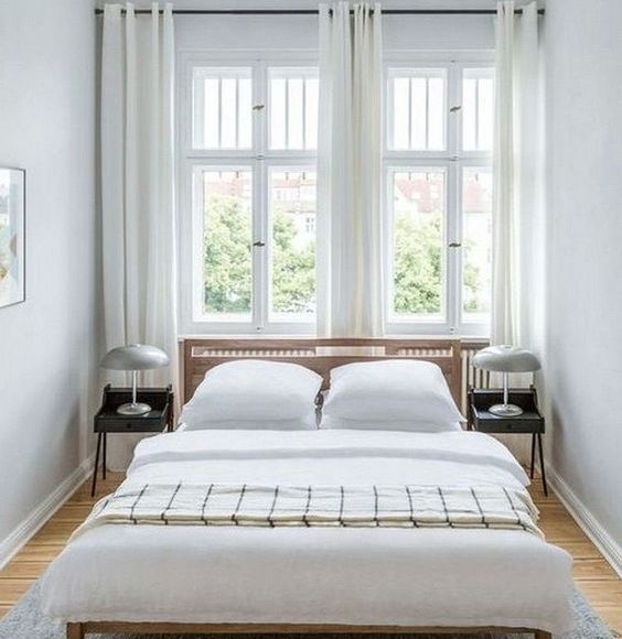 simple narrow bedroom decor