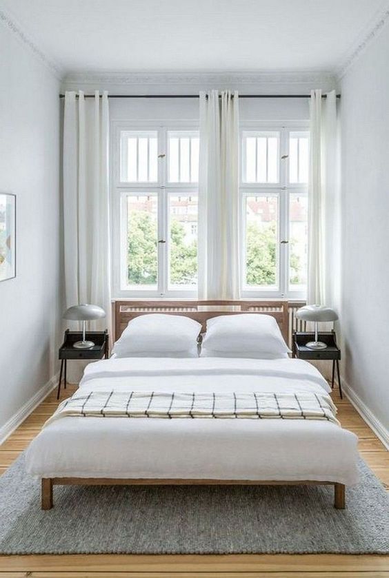 simple narrow bedroom decor