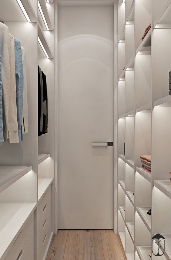 simple narrow walk in closet ideas