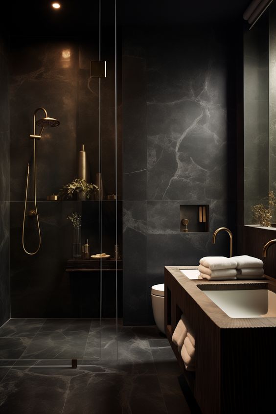 stylish dark bathroom
