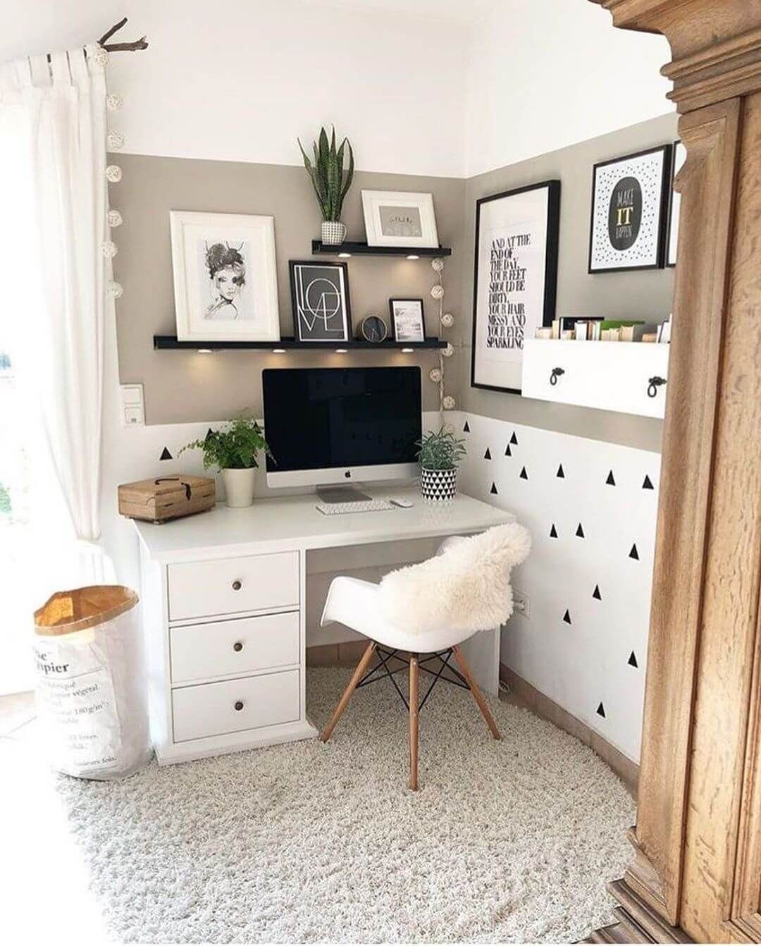 white cozy home office