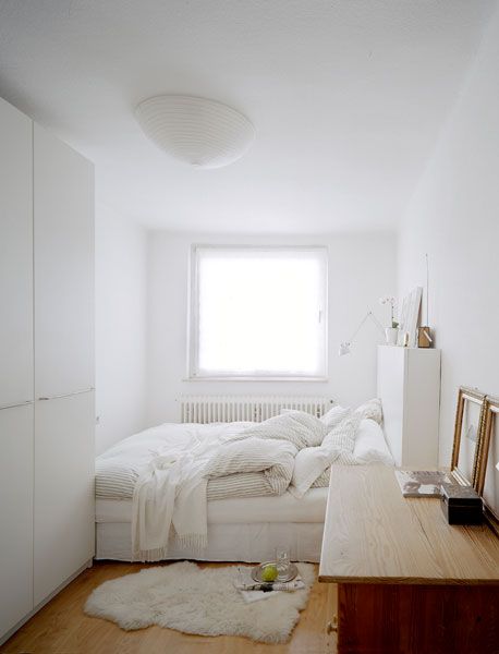 white narrow narrow bedroom