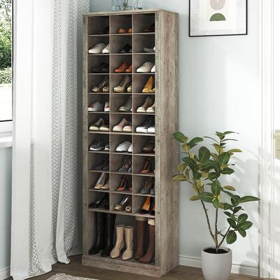wood themed modern shoe rack