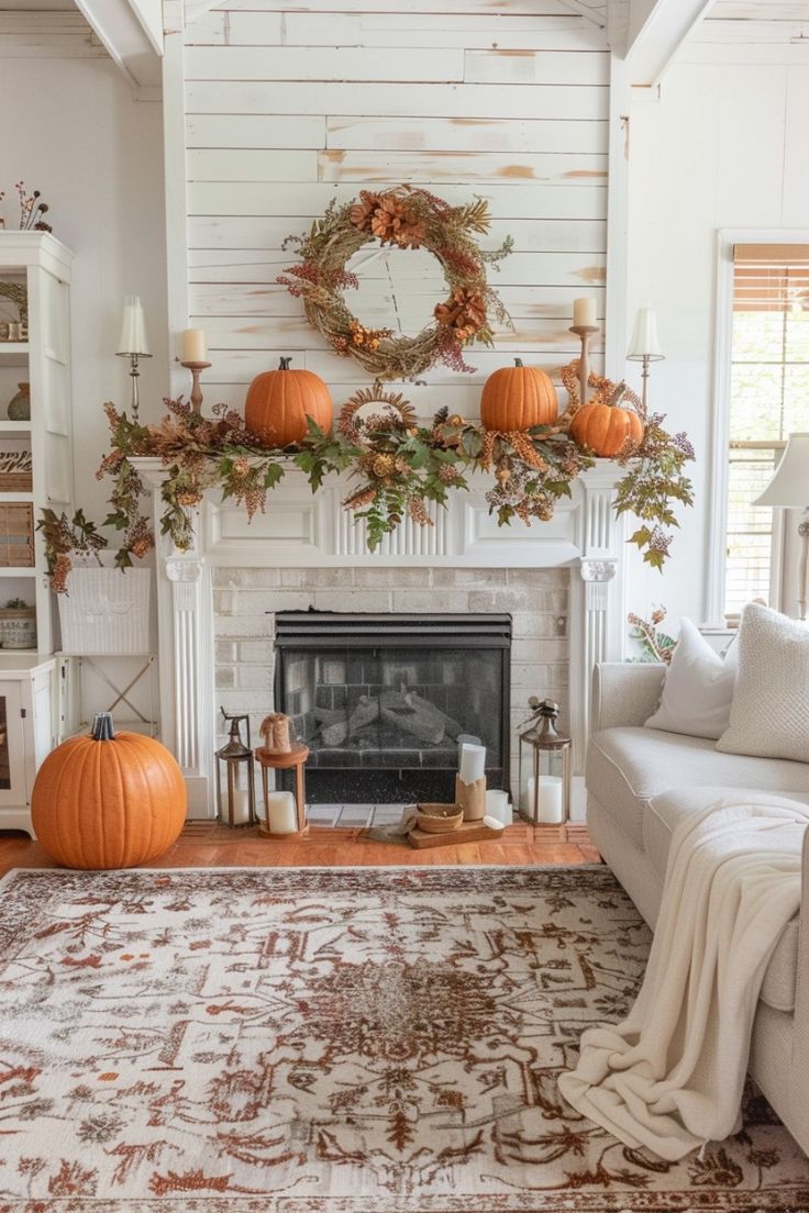 DIY fall mantle decor