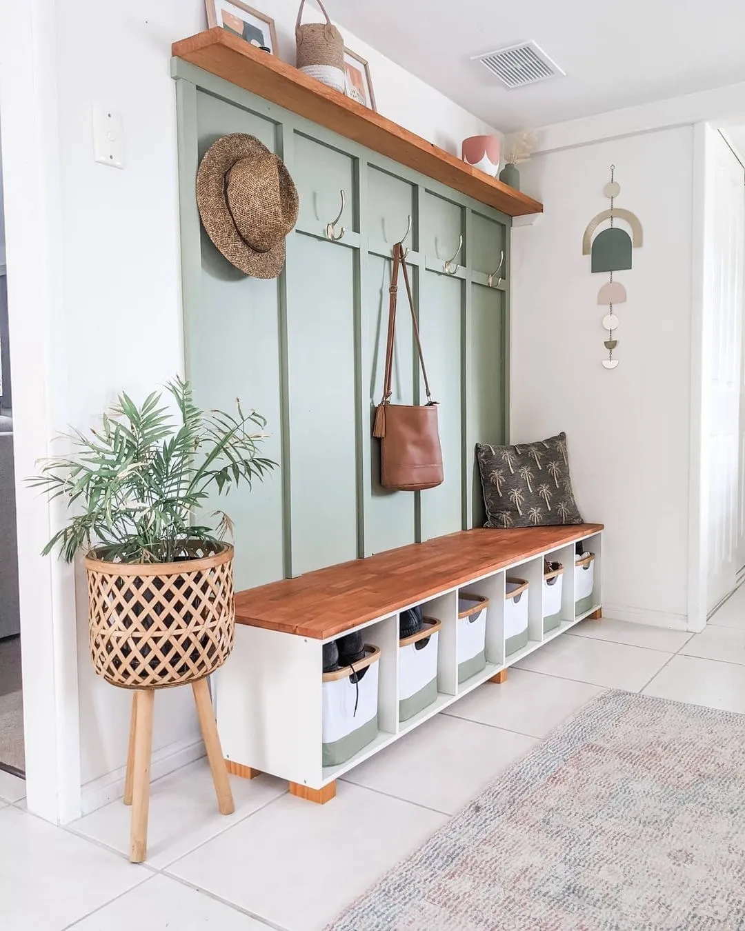 boho mudroom entryway