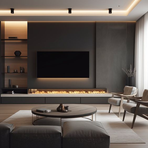 dark modern tv room