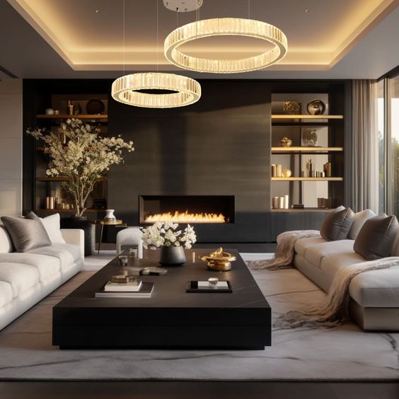 lit luxury living room