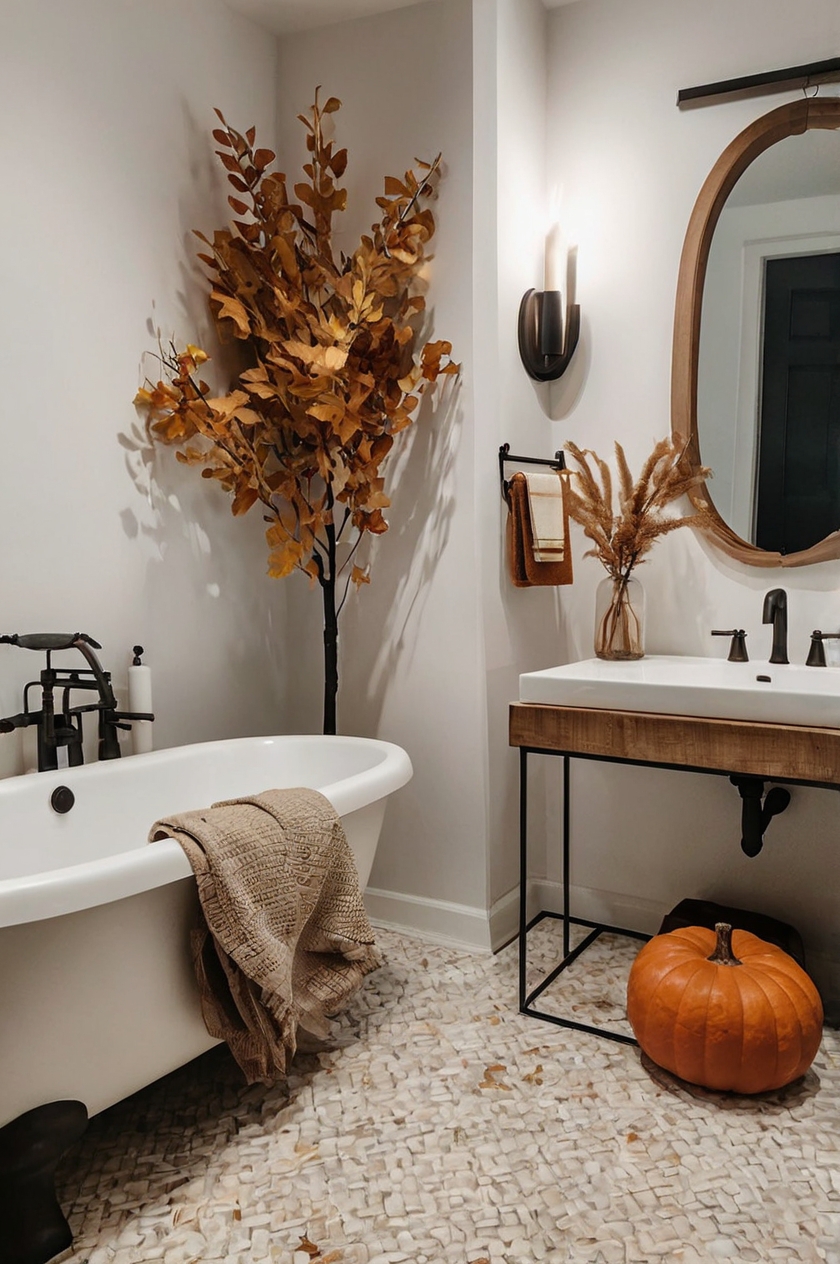 minimalist fall bathroom decor