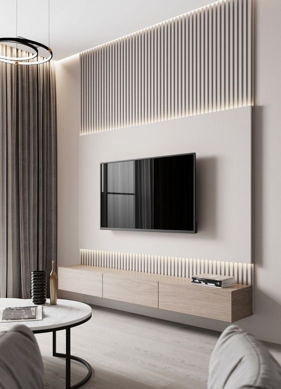 minimalist modern tv room