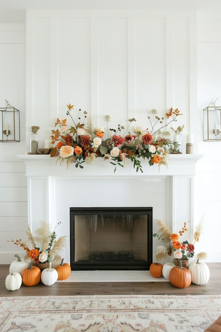 modern fall mantle decor