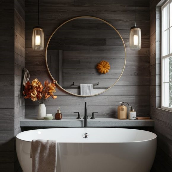 simple modern fall bathroom decor