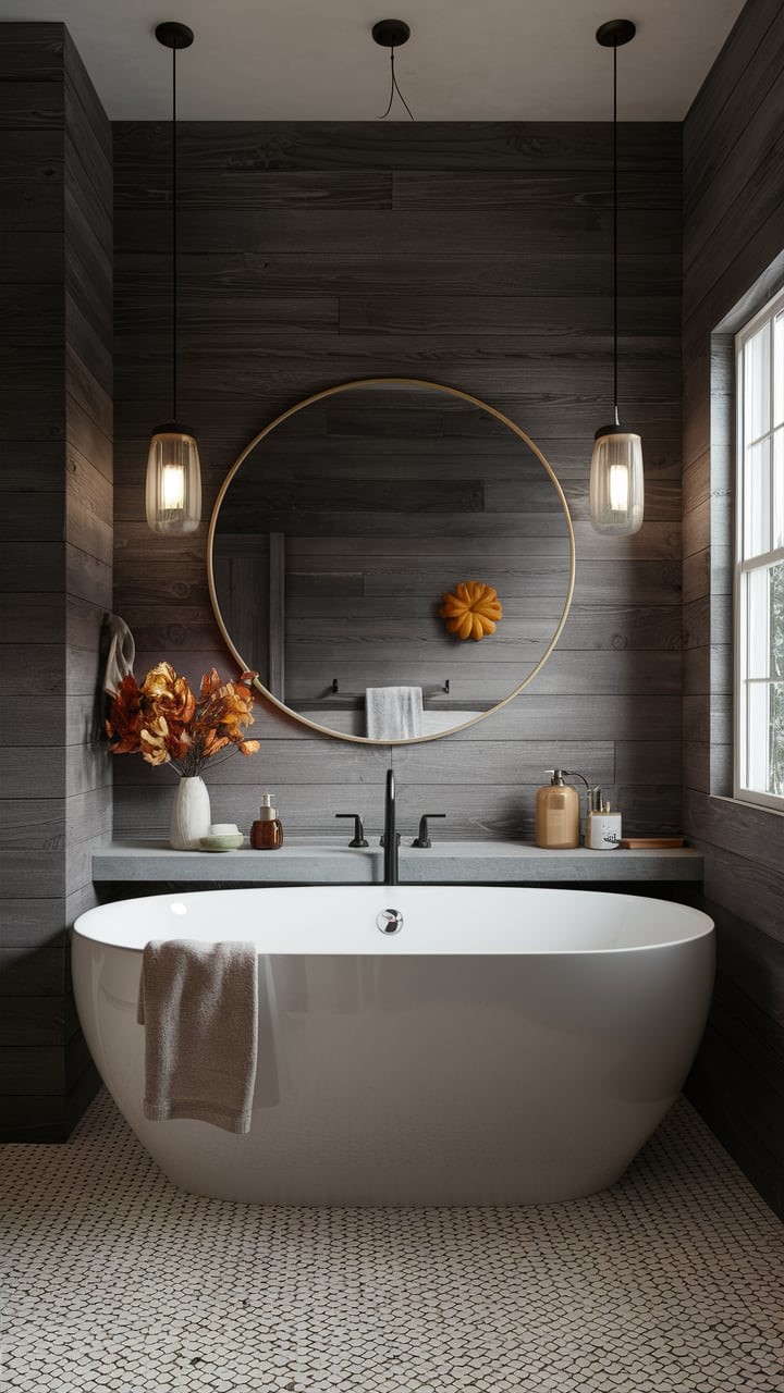 simple modern fall bathroom decor