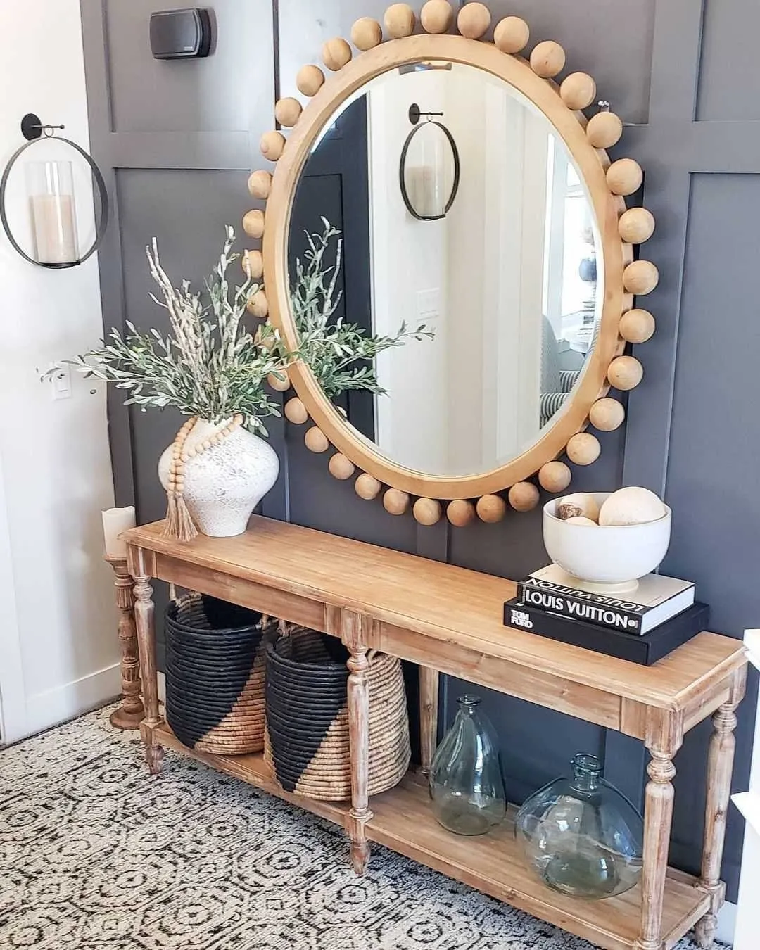 wood theme mudroom entryway