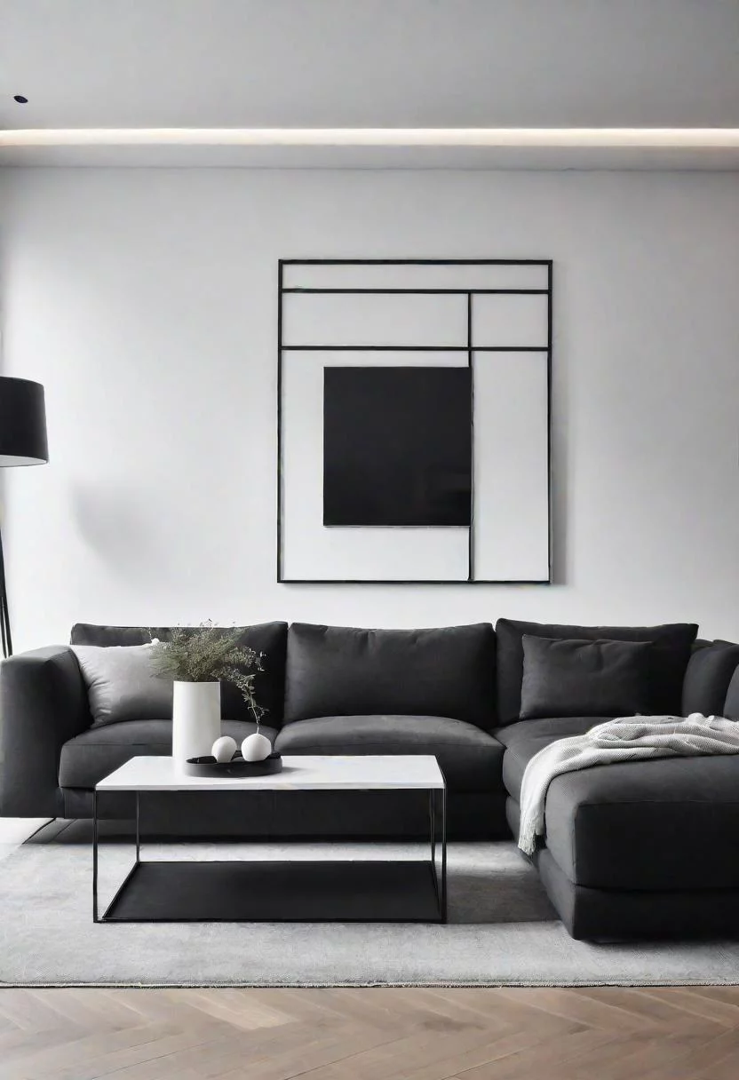Monochrome Minimalist apartment Living Room