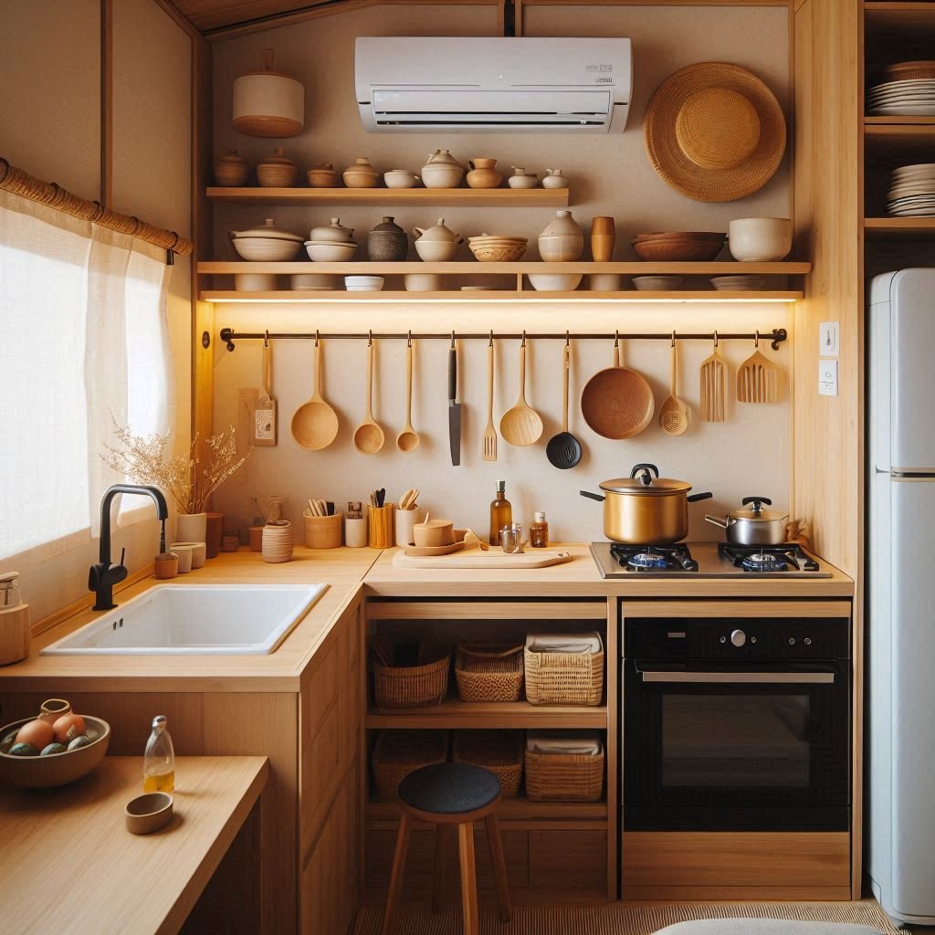 all wood japandi kitchen decor