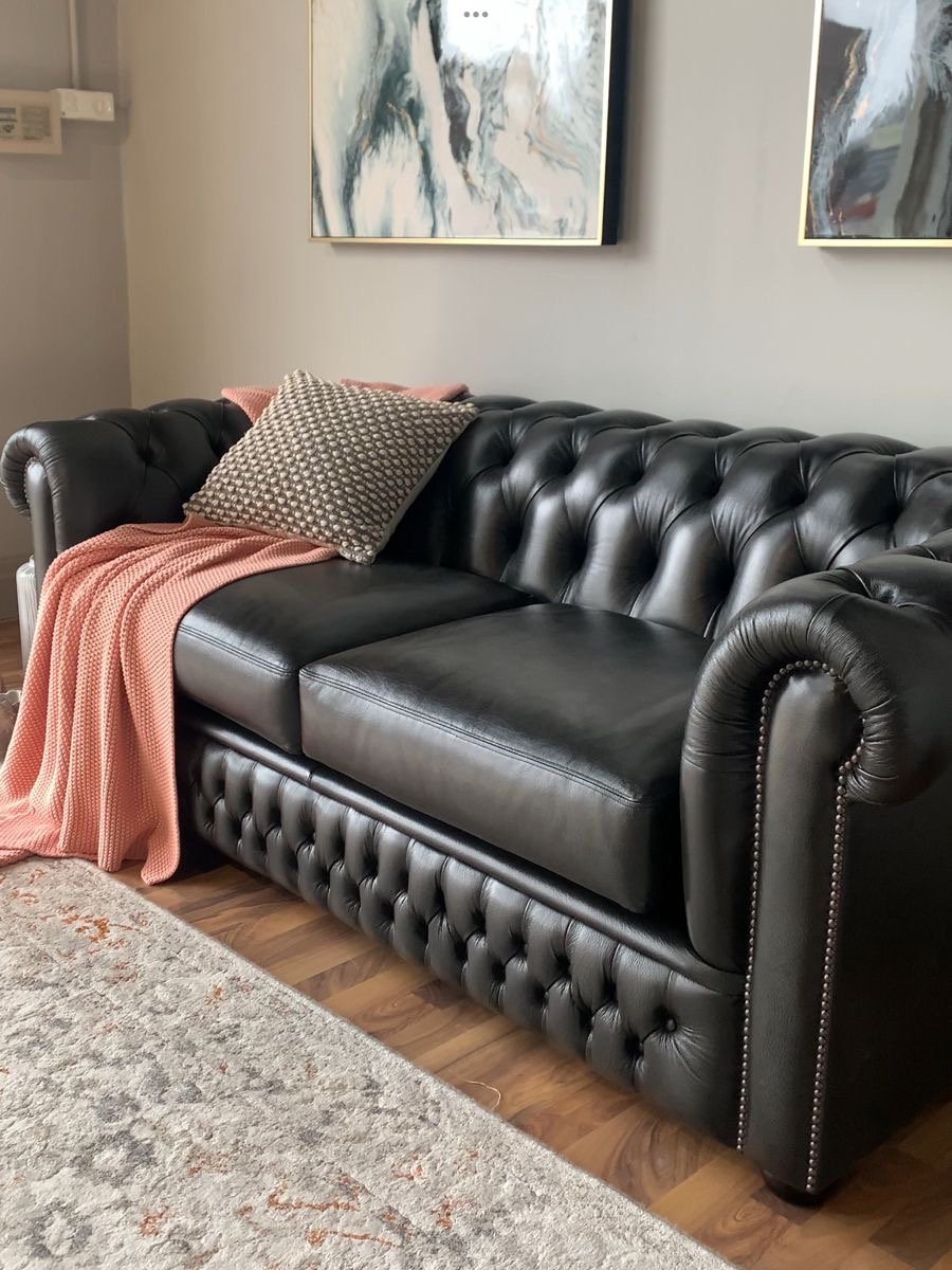black sofa living room