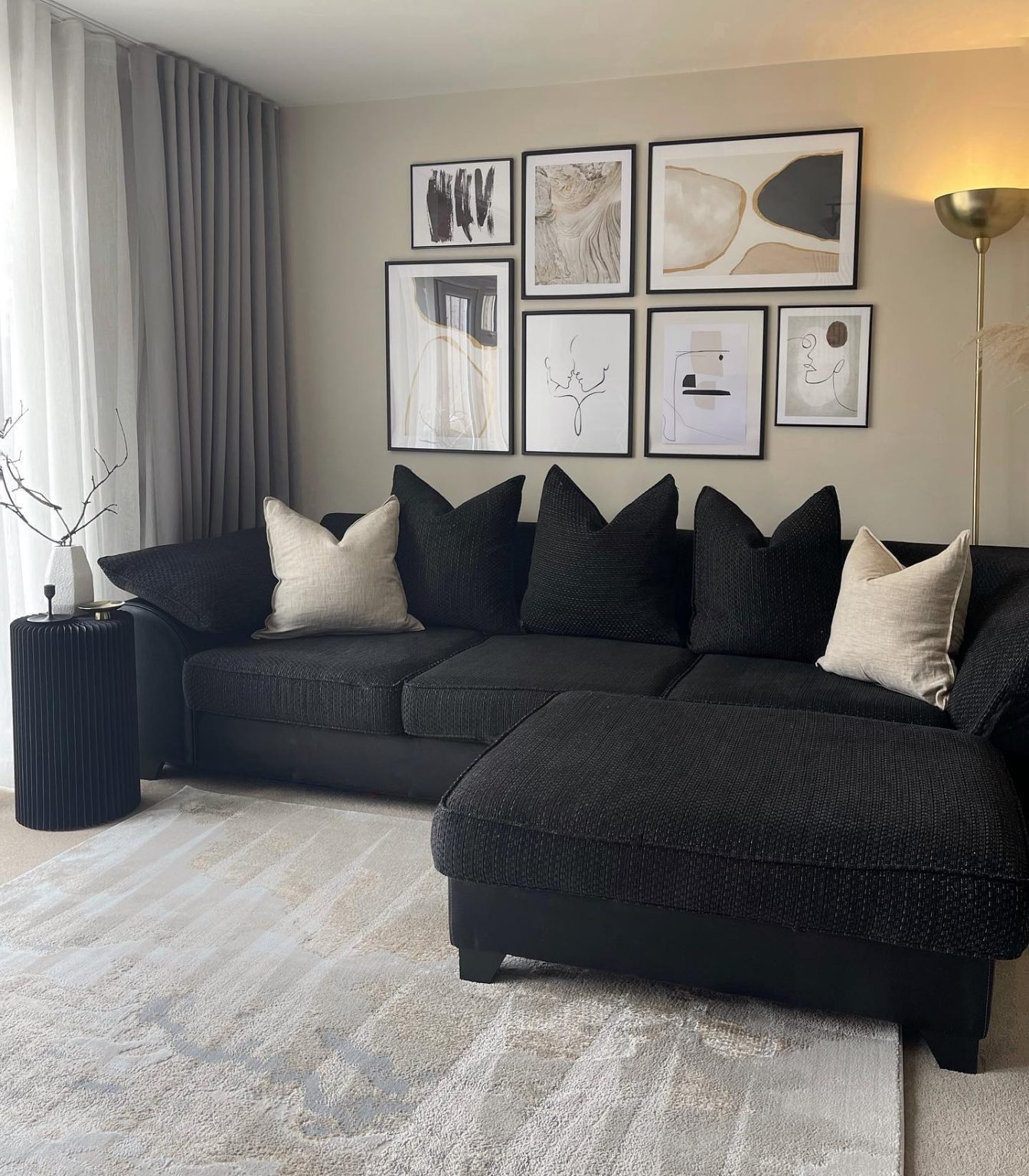 contemporary Black Sofa Living Room Decor