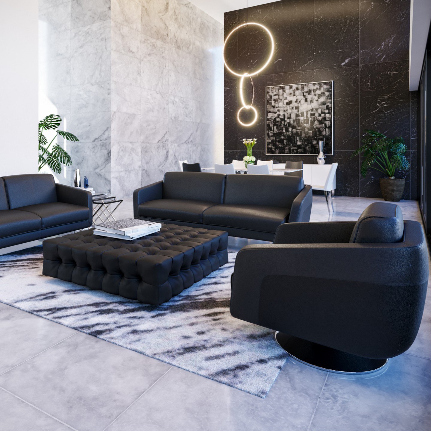 modern Black Sofa Living Room Decor