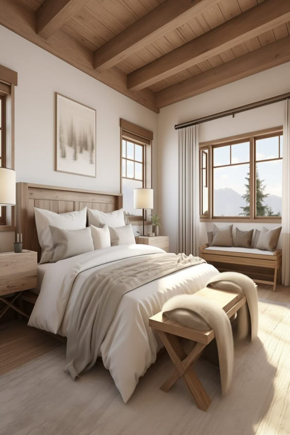wood themed master bedroom decor