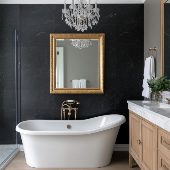 luxe moody bathroom